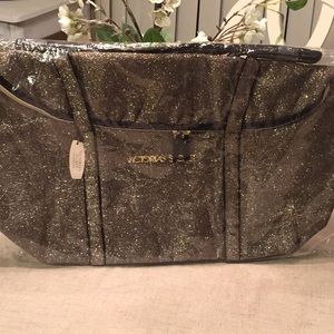 Victoria’s Secret gold glitter duffel bag/carry-on